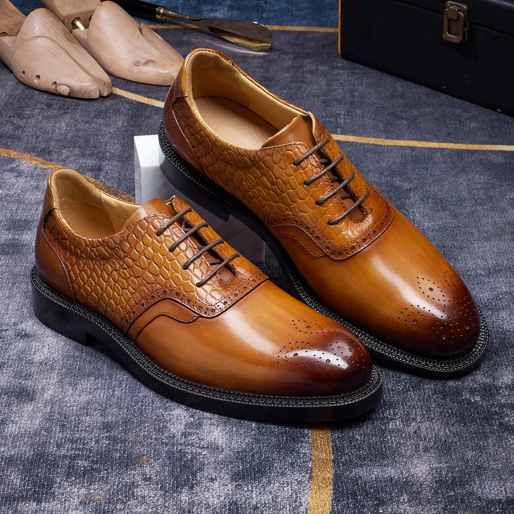 Men's casual shoes Brock Oxford shoes retro red sole genuine leather men's formal 2026 spring/summer new collection