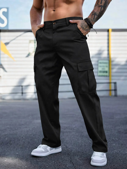 Men's Workwear Pants Wear-Resistant Sports Straight Leg Loose Summer Multi-Pocket Casual Trousers