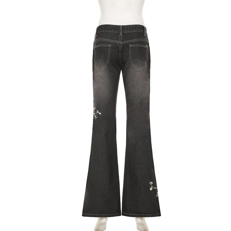 Women Retro Y2k Baggy Denim Pants High Street Basic Trousers
