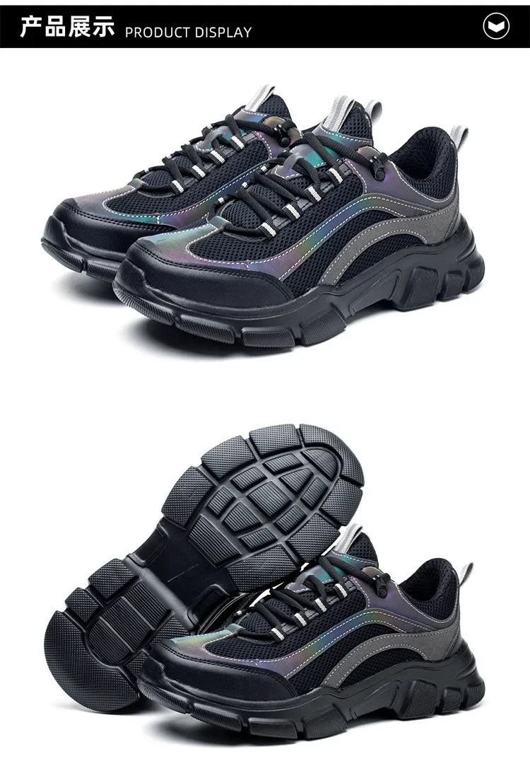 Safety Shoes Lightweight Steel Toe Anti Smashing Piercing Women's Men's Work Sneakers Reflective Indestructible Protective Boots