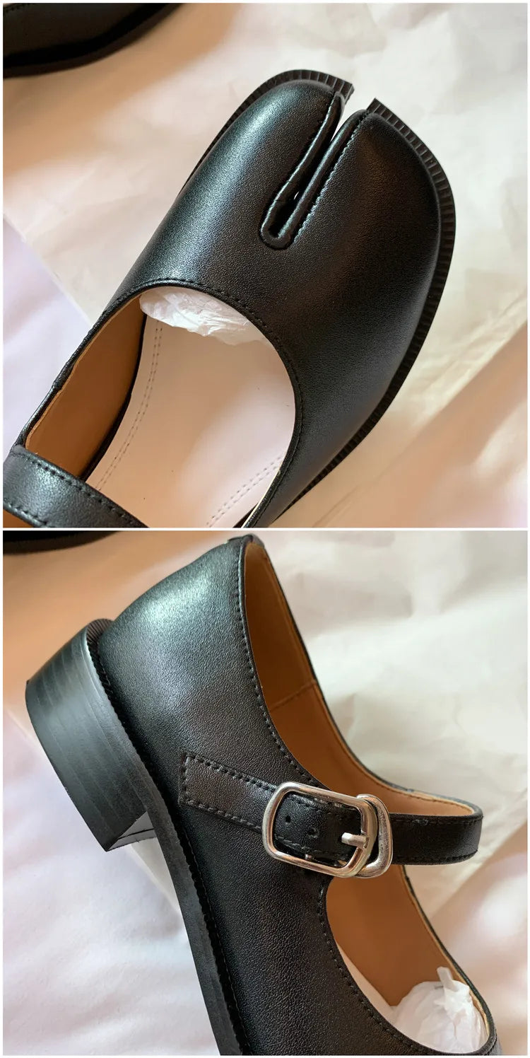 Fashion Women's Shoes New High Quality Leather Split Toe Mary Jane Shoes Comfortable Low Heel Women Shoes Lolita