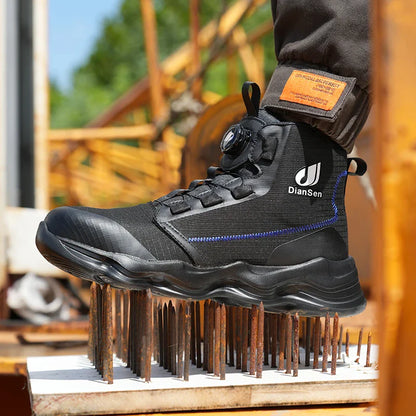 Men Safety Shoes Steel Toe Boots High Top Work Shoes Wear-resisting Slip Resistant Work Shoes Indestructible Breathable Sneakers