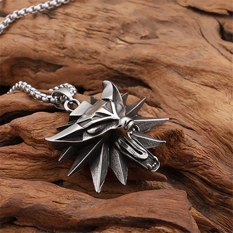 Vintage Punk Wolf Head Pendant Necklace For Men Punk Hip Hop Jewelry Geralt of Rivia Slavic Viking Necklace Dropshipping