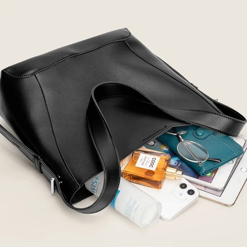 2025 New Fashion Women's Tote Bag High-end Large Capacity Bucket Bag Soft Leather Multifunctional Practical Crossbody Bag Cabas