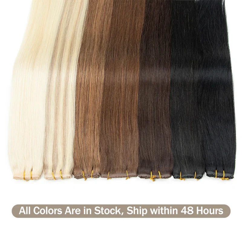 Invisible Hole Flat Pu Tape Human Hair Twin Tabs 25cm Long Tape PU Weft Real Human Hair No Glue Microlink Application 40-50g