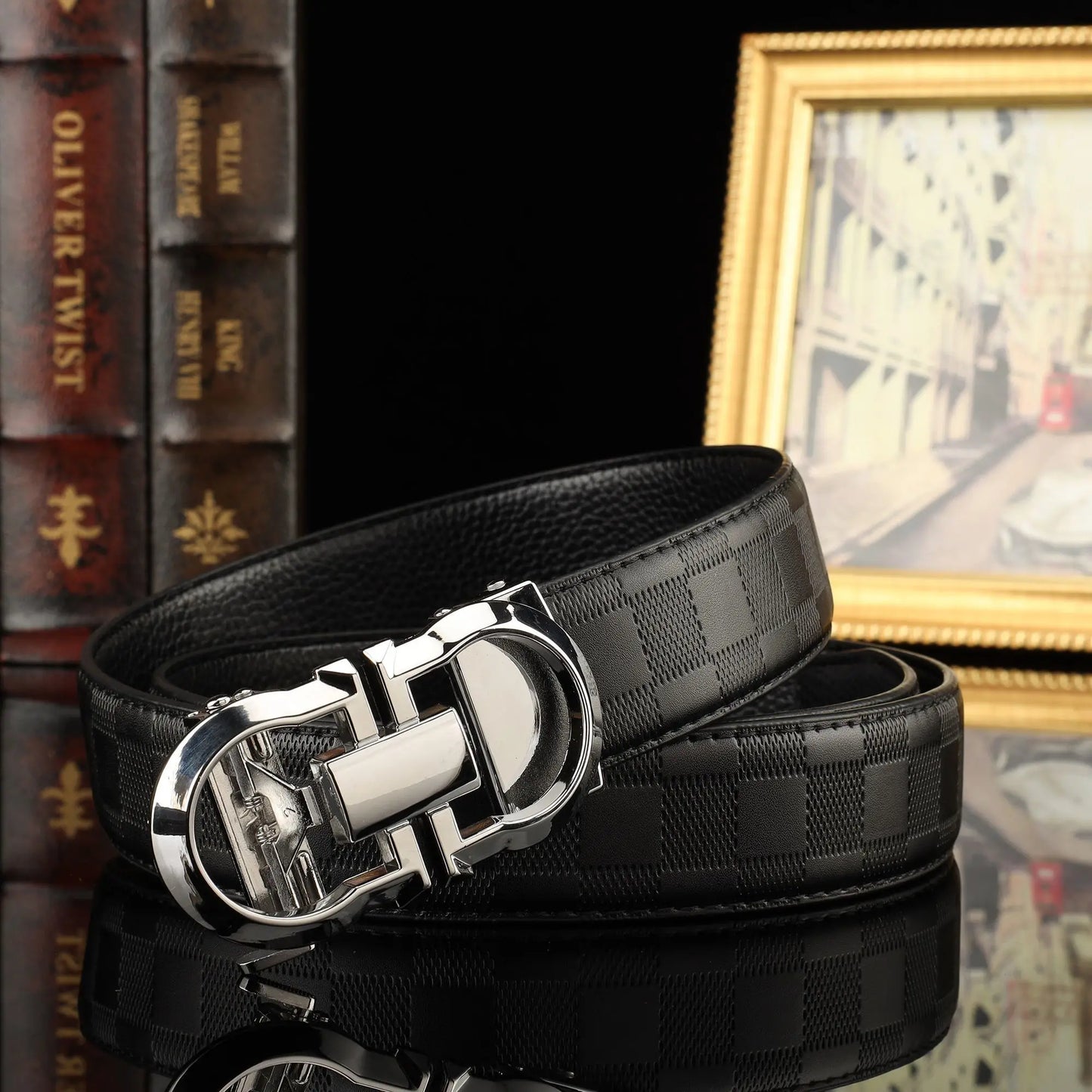 2026 Hot Selling Men's Belt - Genuine Leather Automatic Buckle, Luxury High Quality Waistband for Business & Casual Wear