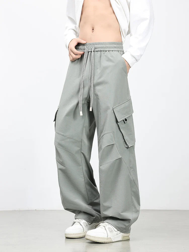 Summer Men's Cargo Pants with 5 Pockets Outdoor Quick Dry Casual Pants Lightweight and Cool Stretch Straight Trousers