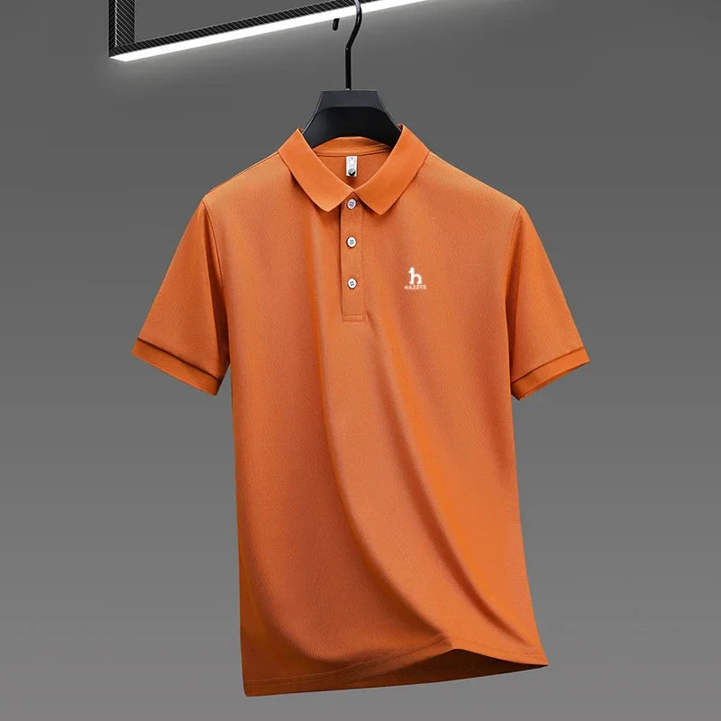 New Men's High End Brand Lape Short Sleeved Polo Shirt Summer Fashion Letter Print T-Shirt Casual Business Office Men's Clothing