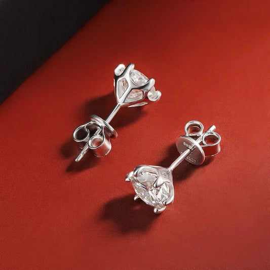 100% 925 Sterling Silver 0.2-2 Carat D Color Moissanite Diamond Stud Earrings For Women Sparkling Wedding Fine Jewelry