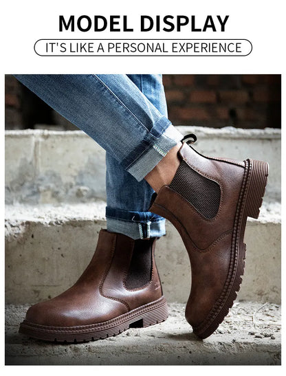 Men Lerther Work Boots Indestructible Safety Shoes Men Steel Toe Puncture-Proof Work Sneakers Male Work Shoes