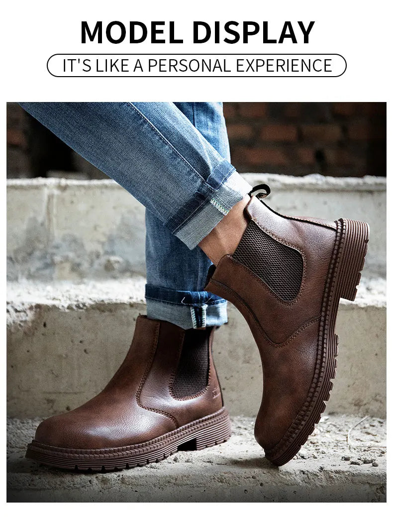 Men Women  Lerther Work Boots Indestructible Safety Shoes Steel Toe Puncture-Proof Work Sneakers Male Work Shoes