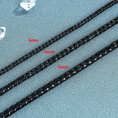 Full 3/4/5/6.5mm Black Moissanite Tennis Bracelet for Men Women Unisex 925 Silver Plated 18K Black Gold Hip Hop Bracelets