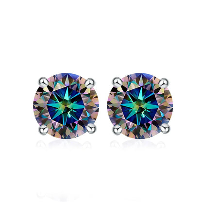 0.5ct 1ct 2ct Moissanite Stud Earrings for Women 925 Sterling Silver Pink Black Blue Grey Sparkling Lab Diamond Earring