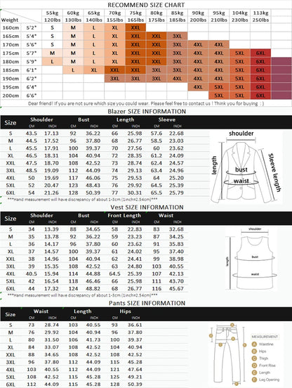 (  Blazer + Vest + Pants ) High-end Brand Gray Plaid Mens Formal Business Office Suit Three-piece Groom Wedding Dress Party Suit