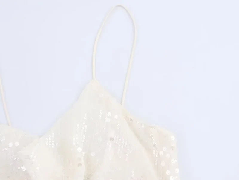 Sequin Mini Dress Woman Sexy Slip Party Dresses for Women Summer Backless Women's Dress Straps Beach Short Dresses
