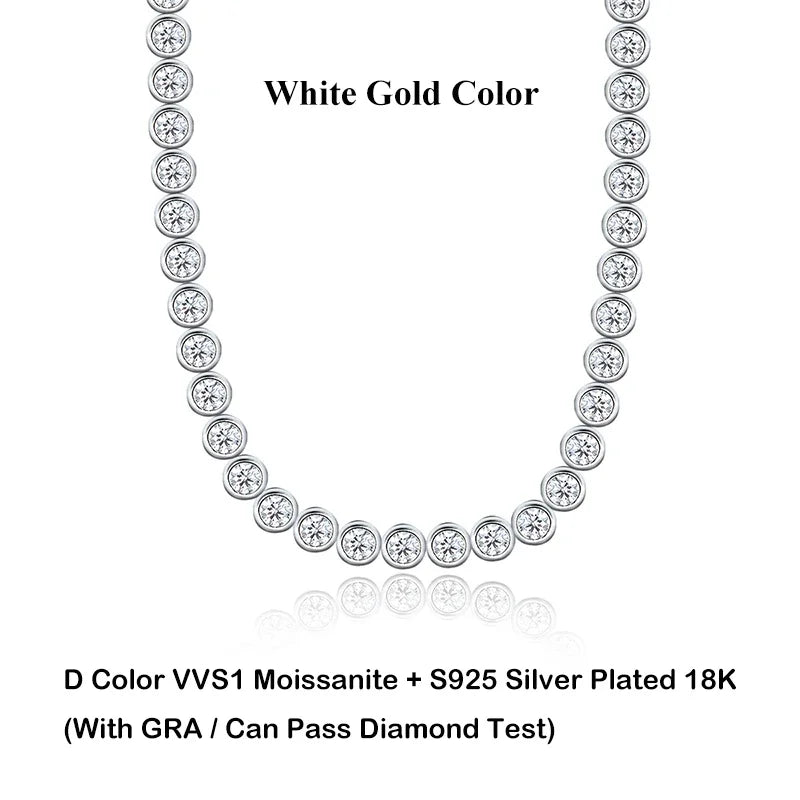 Sparkling 2/3mm Full Moissanite Tennis Bracelet for Women Party S925 Silver Plated 18K Pass Diamond Test Bezel Bracelets