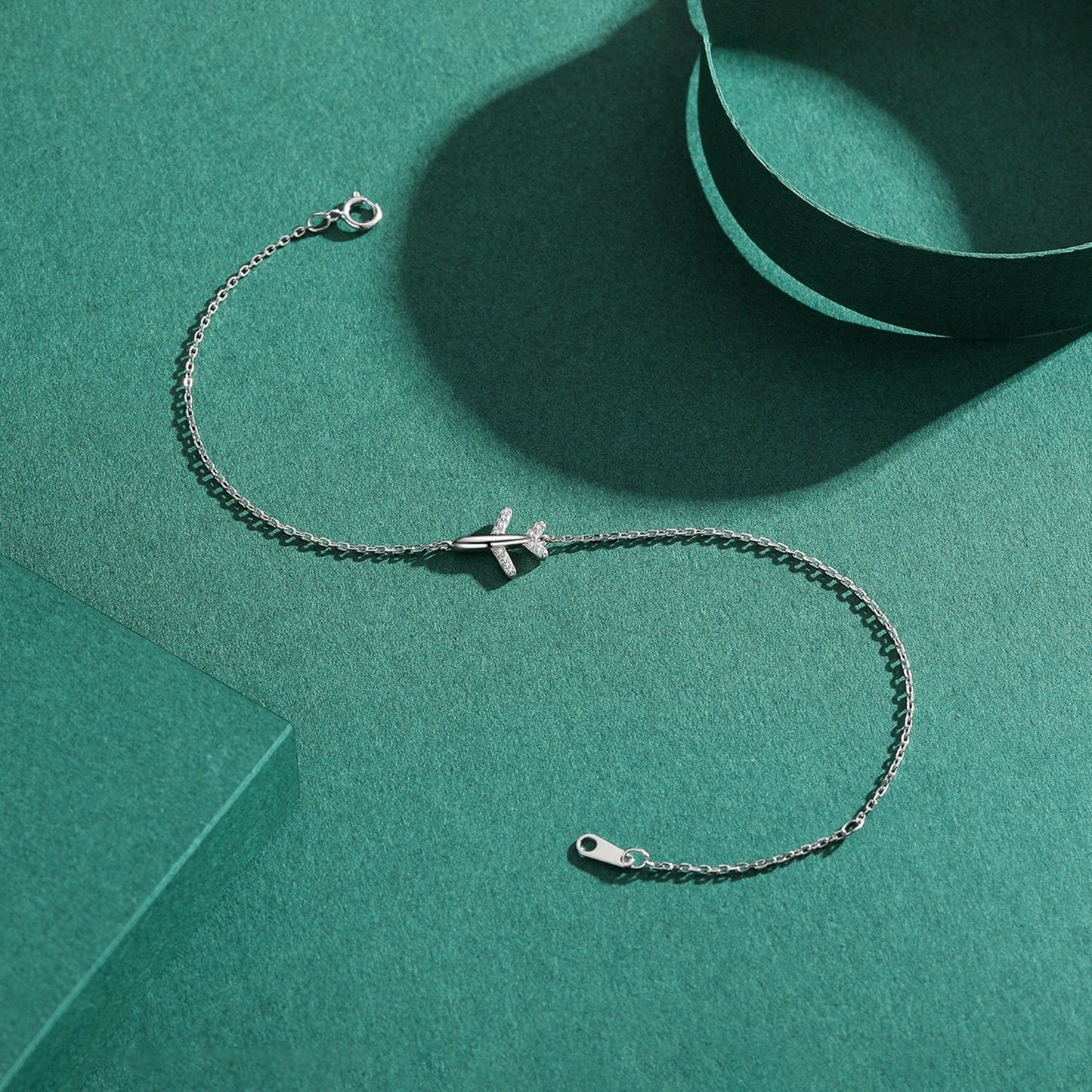 Fashion Clear CZ Aircraft Bracelet Solid 925 Sterling Silver Charm Chain Exquisite Bracelets For Women Girls Jewelry Gift