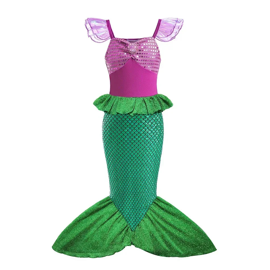 Girl Elsa Anna Dress Princess Costume Snow Queen Dress Baby Halloween Ariel Carnival Clothes Kids Cosplay Clothes Party Clothing