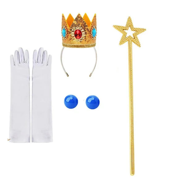 2025 Odyssey Plumber Bros Video Game Role Playing Girl Peach Princess Dress Movie Luigi with Peach Adventure Cosplay Party Dress