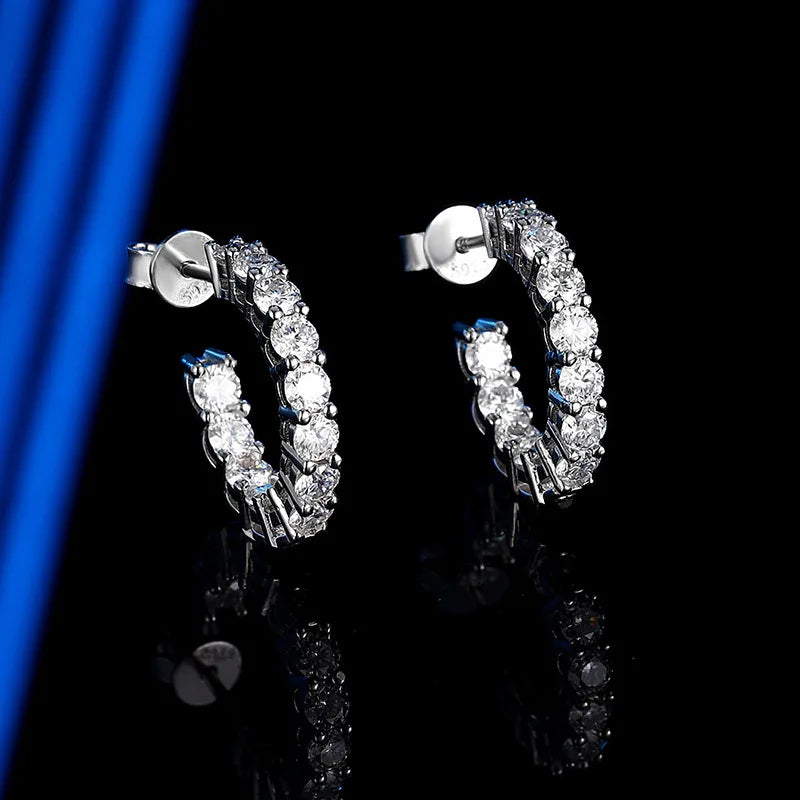 2.6cttw D Color Certified Moissanite Hoop Earrings for Women Sparkling Full Diamond Sterling Silver 925 Jewelry Wholesale