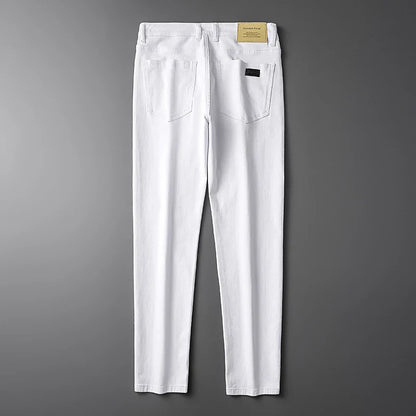 Men’s Korean Style Slim Straight Jeans Spring Cotton Stretch Denim Pants Comfort Fitted Casual Fashion Soft Male Daily Trousers