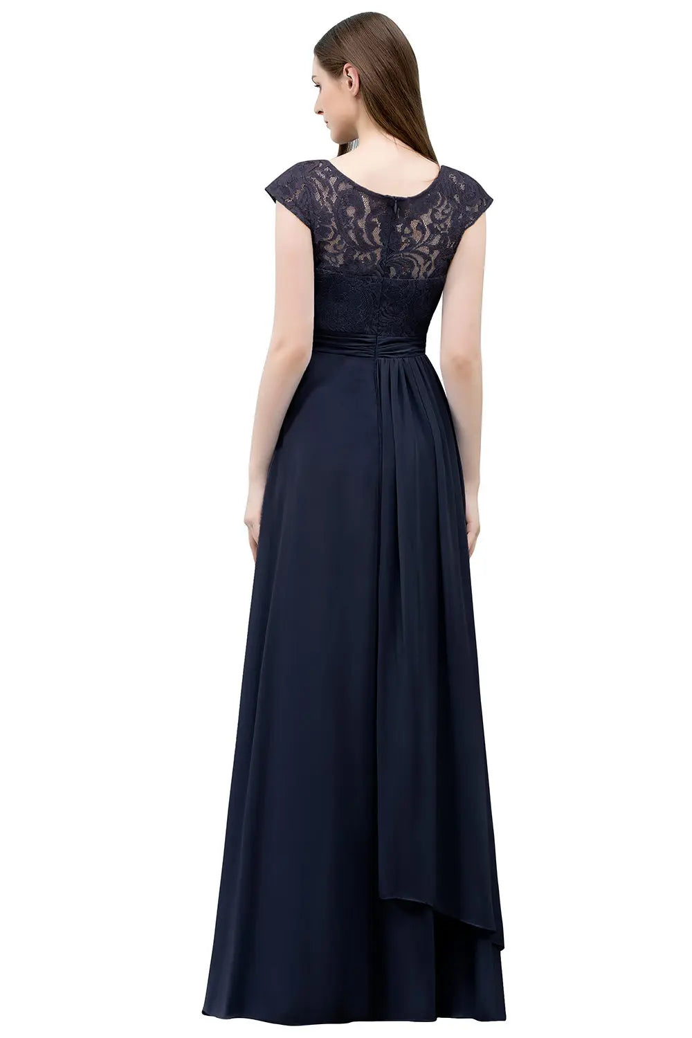 Light Blue Chiffon Long Bridesmaid Dresses Women 2024 Elegant Cap Sleeve Lace Formal Party Gowns Evening Prom