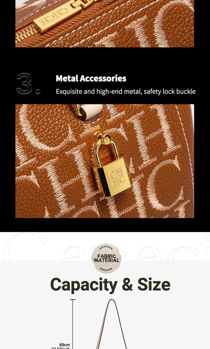 Retro Classic Large Capacity Business Commuter Women's Shoulder Bag Crossbody Bag with Letter Print Design Versatile Women's Bag