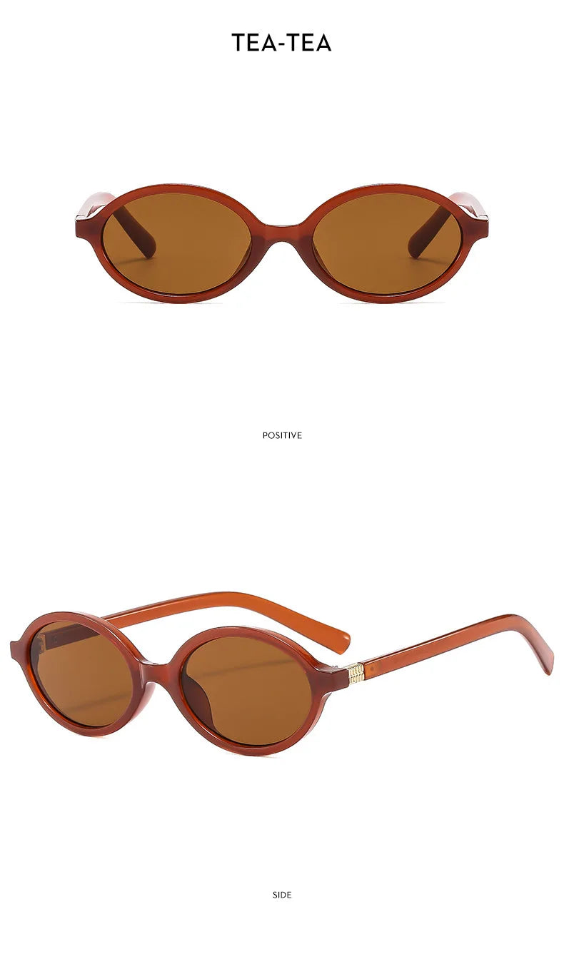 New Oval sunglasses For women Fashion Brand Black Small Frame Sun Glasses Female Retro Clear Lenses Eyewear Lady Trendy UV400