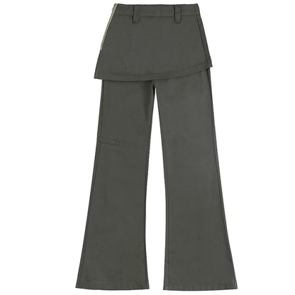 Calça Jeans Plus Size Falsa de Duas Peças Retrô Cortina Fart