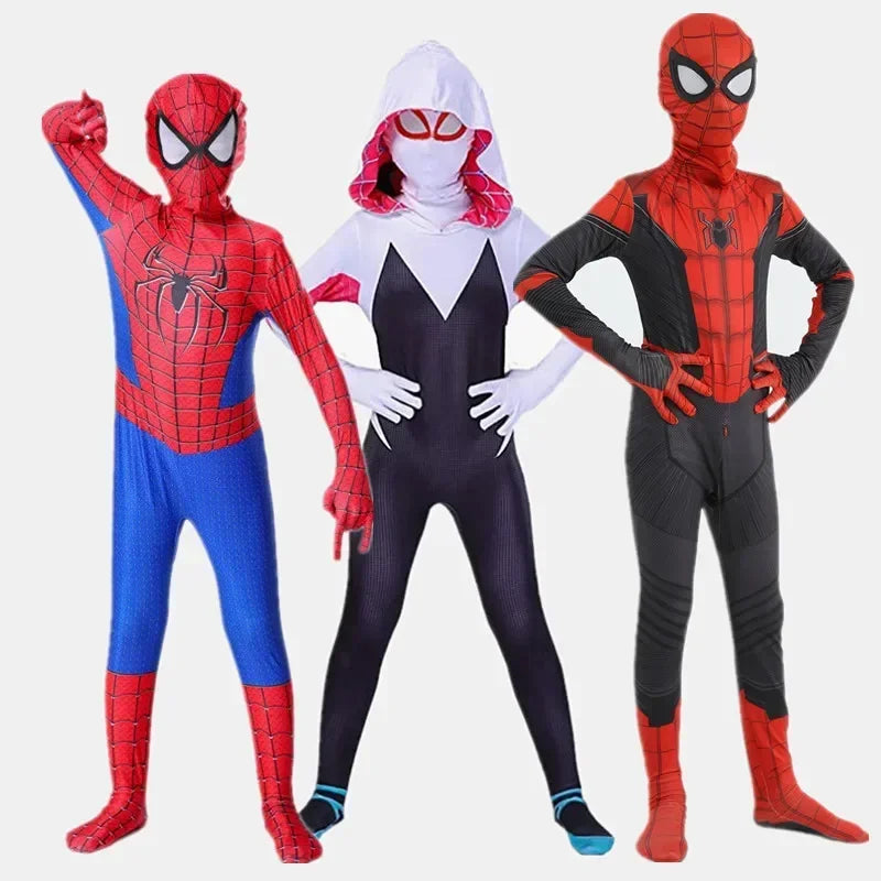 Kids Superhero Costume Remi Mesh Jumpsuit Halloween Mask Party Performance Outfit Breathable Comfortable Role Play Dress Up
