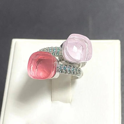 10.6mm Classic Ring for Women Light Blue Zircon Blue Topaz Candy Water Drop Crystal Ring Platinum Plated Jewelry Gift