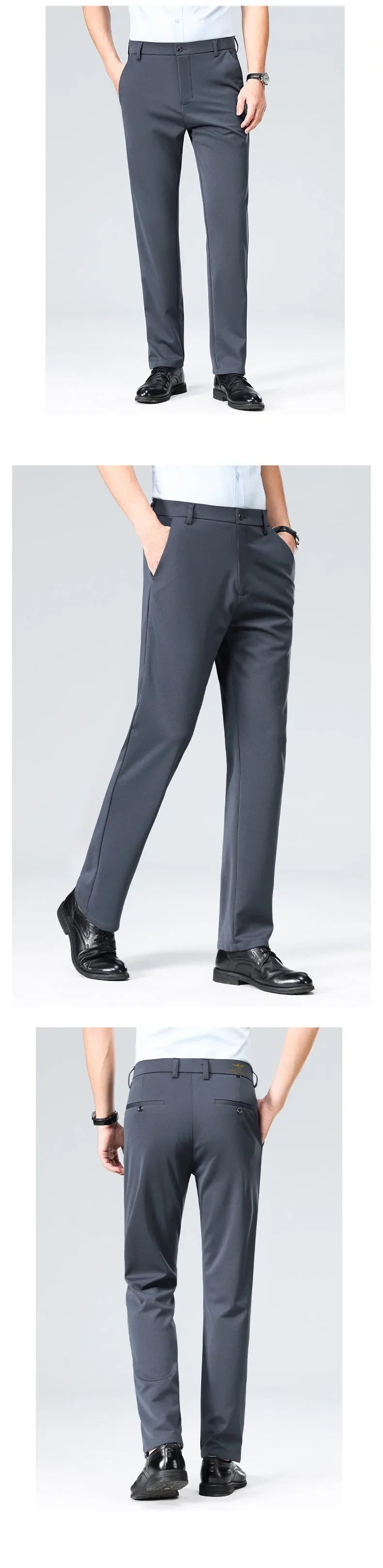 3 Pieces Men's Straight Leg Stretch Suit Pants Combo, Business Casual Trousers, Lightweight Breathable All-Season Office Pants