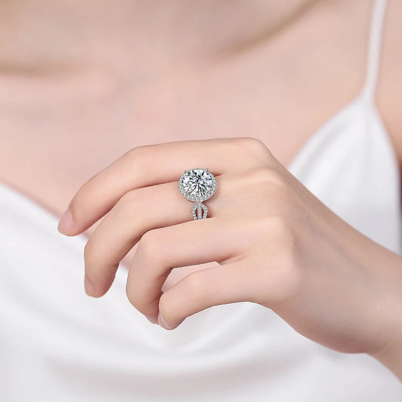 5ct D Color Moissanite Engagement Ring S925 Sterling Silver with White Gold Plated Luxury Wedding Ring for Women Jewelry
