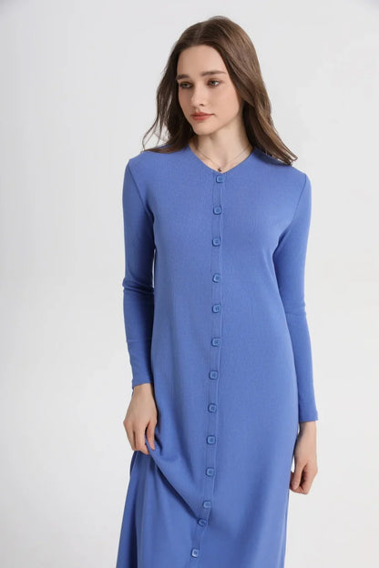 summer woman dress comfortable ribbing maxi button dress  lady clothes
