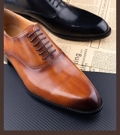 Men's Dress Shoes Handamde Leather Oxfords Shoe For Wedding Party Business Office Genuine Leather Formal Office Shoe
