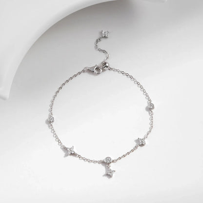 Sparkling CZ Bracelet 925 Sterling Silver Delicate Four Leaf Clover Charm Bracelet For Women Fine Jewelry Vacation Gift