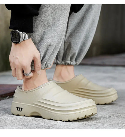 Waterproof Cotton Chef Shoes For Men Anti-Slip Work Footwear Warm Comfortable Kitchen Specialized Shoes With EVA Outsole