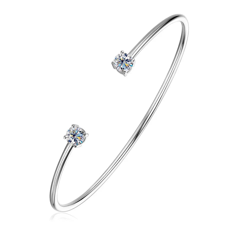 5mm 0.5ct D Moissanite Diamond Cuff Bangle for Women Wedding Bracelet Real Silver 925 Open Bangle Engagement Fine Jewelry