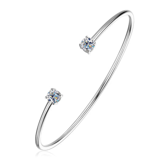 5mm 0.5ct D Moissanite Diamond Cuff Bangle for Women Wedding Bracelet Real Silver 925 Open Bangle Engagement Fine Jewelry