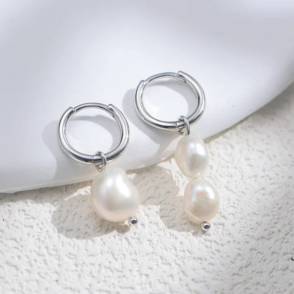 925 Sterling Silver Earring Fashion Geometry Butterfly Zircon Asymmetry Pearl Drop Earring Simple Temperament Trend Women Ear Je