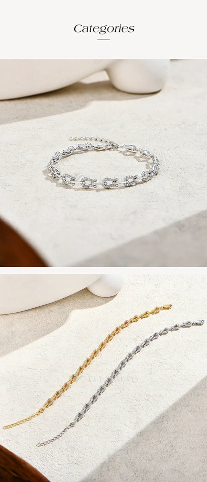 New Original Moissanite Women’s Bracelets 925 Sterling Silver Adjustable Horseshoe Bracelet NewYear Gift Party Jewelry