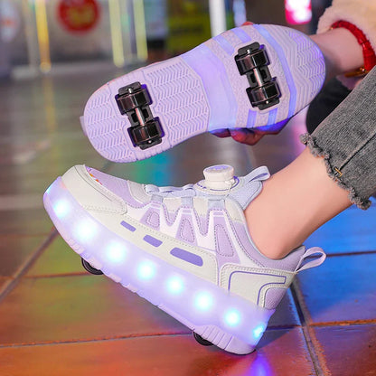 Children's And Teenage Roller Skates - Fashionable Upgraded Edition with Enhanced Stability - Detachable Dual-Use Sports Shoe