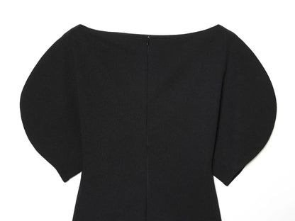 Women Vintage Black Short Puff Sleeve Shirts O Neck Asymmetrical Hem Blouse 2026 Spring Trend High Street Lady Chic Tops