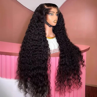 250% High Density 40 46inch Curly Wigs Raw Human Hair 13x4 13x6 HD Lace Frontal Wigs Human Hair Deep Wave Frontal Wigs on Clearance Sale Cheap Wig Pre Plucked with Baby Hair Original Vietnamese Wigs Wet and Wavy Water Wave La