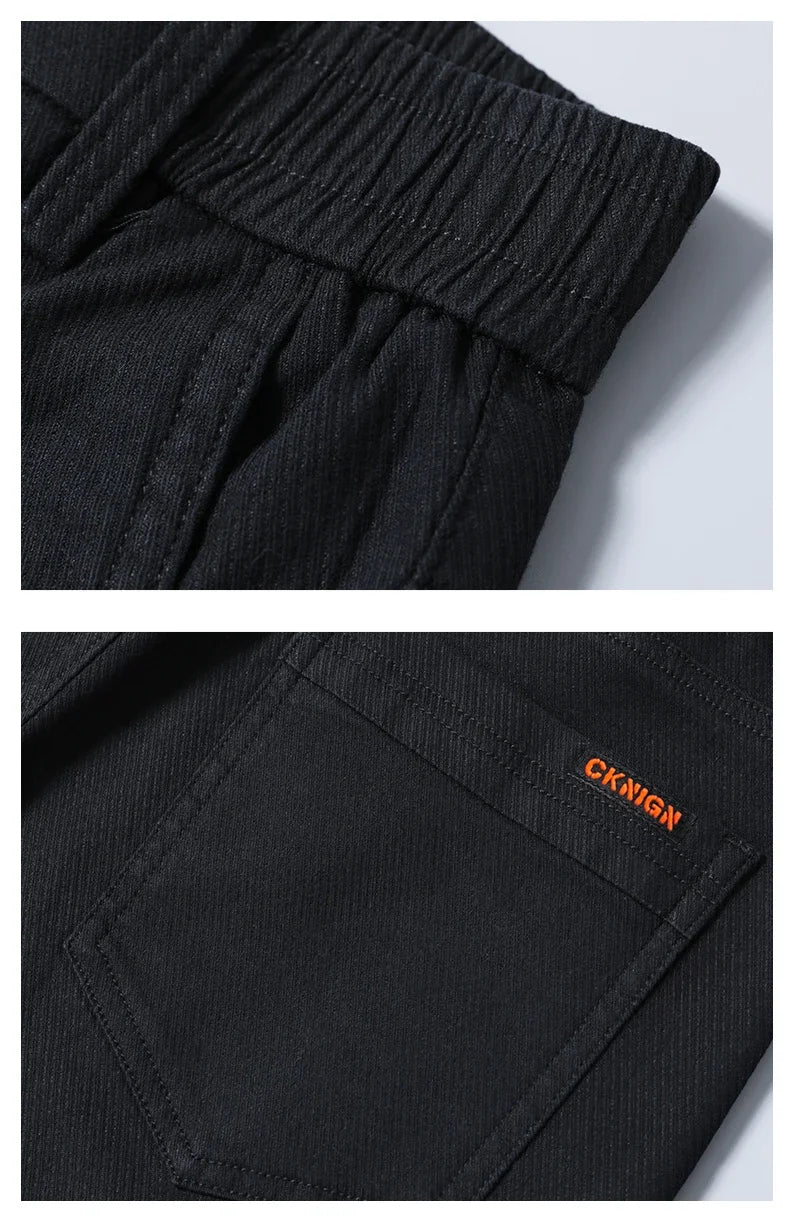 Classic Men's Fleece Slim Pants Winter Casual Velvet Business Straight Solid Thick Plush Trousers Brand Clothing Man Pants