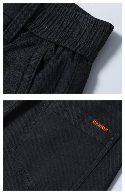 Classic Men's Fleece Slim Pants Winter Casual Velvet Business Straight Solid Thick Plush Trousers Brand Clothing Man Pants