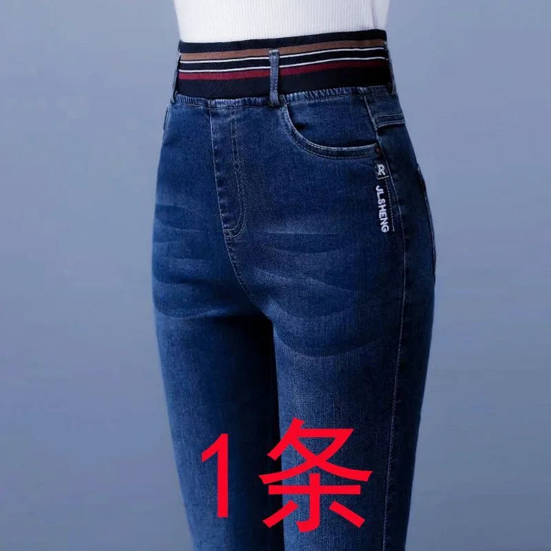 Women Casual Elastic High Waist Skinny Denim Pants