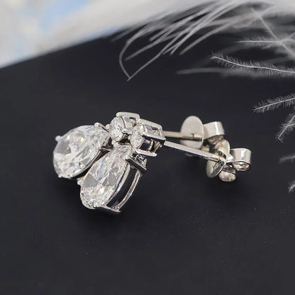 19cttw Waterdrop Full Moissanite Drop Earrings for Women 925 Sterling Silver Pear Cut Lab Diamond Stud Earrings with Certificate