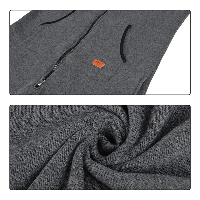 New Custom 3D Full Design Jumpsuit Pajamas Long-sleeved sports pants solid color splicing casual sweater men's zipper hoodie