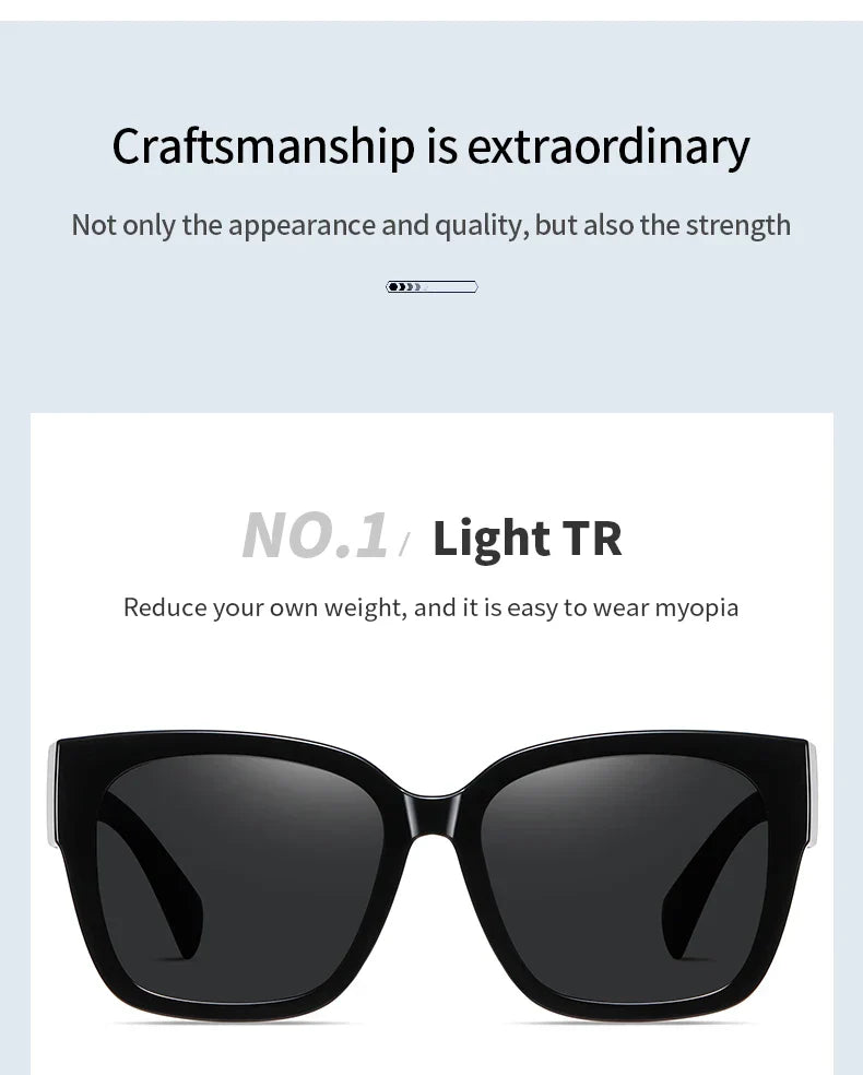 Women Polarized Sunglasses Men UV400 Night Vision Sun Glasses TR90 Big Eyeglasses Frame Driving Beach Anti Glare Shade Eyewear